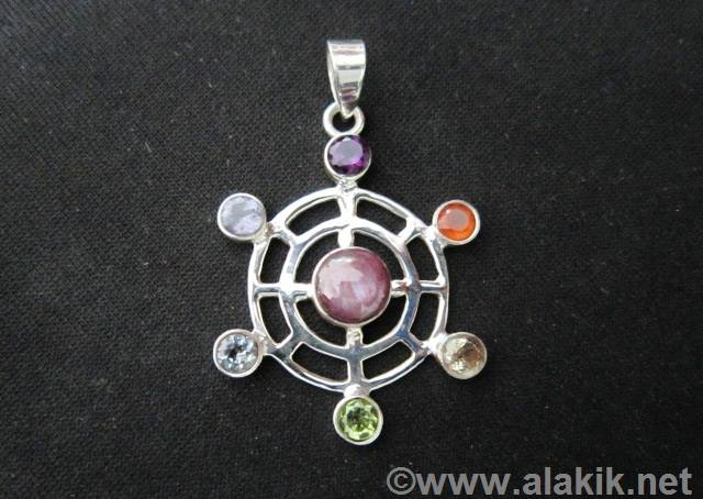 Chakra Double Round with centre Ruby Pendant for Sale-Alakik Universal Exports USA