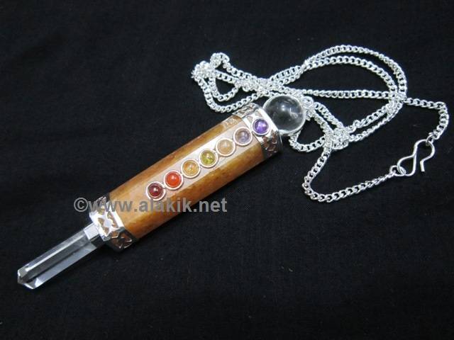 Golden Quartz Chakra Wands pendulum necklace